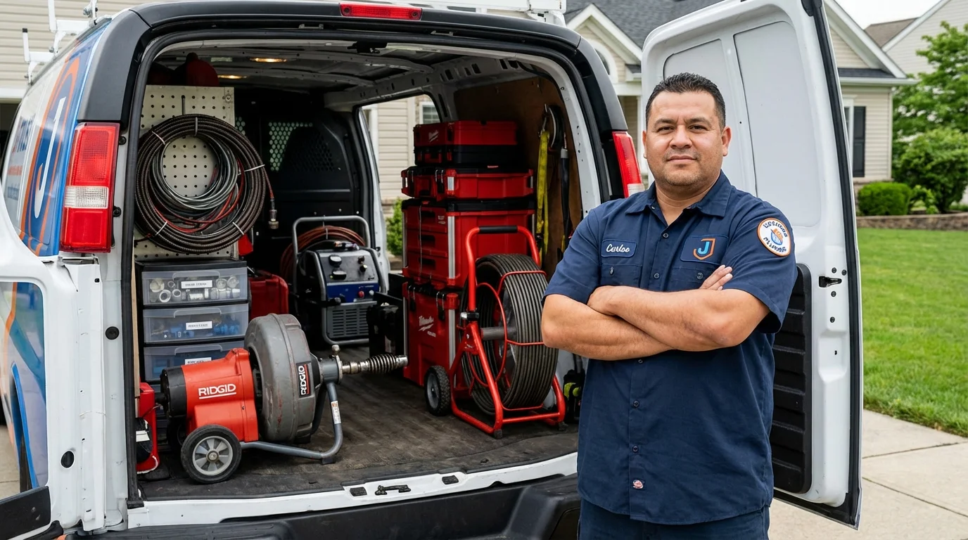 Professional drain cleaning equipment and Johns Plumbing LLC plumber in Dunedin