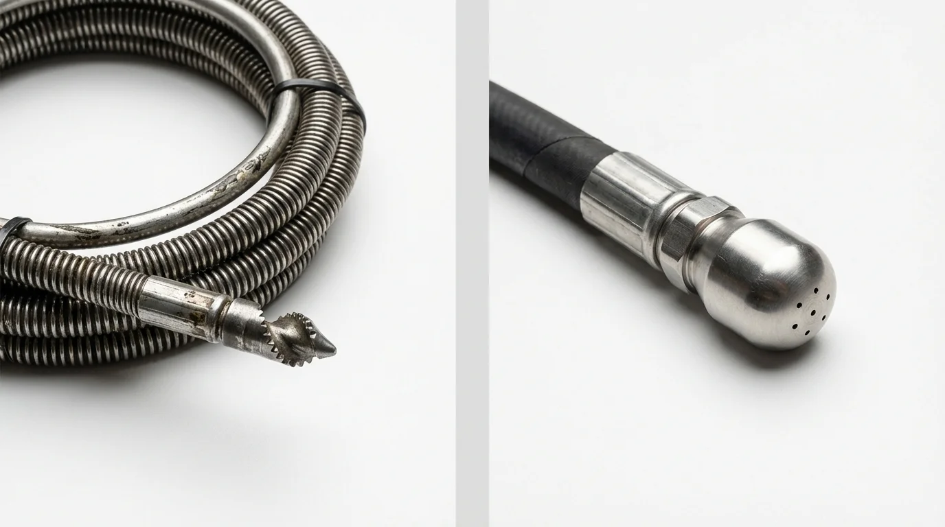 Drain snake cable and hydro jetting nozzle used for drain cleaning in Dunedin, FL