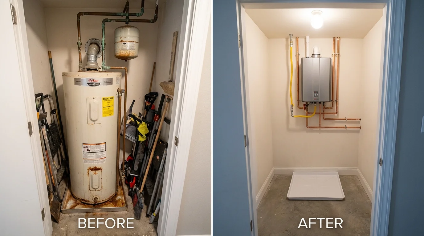 Tank water heater versus wall-mounted tankless unit comparison for Dunedin, FL homeowners